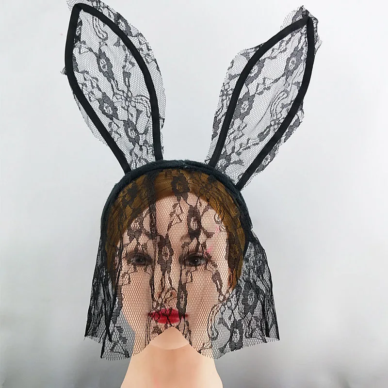Kids Face Mask - ウサギの耳のヘッドバンド,レースのアイマスク,仮面舞踏会,コスプレ衣装,ハロウィーン,クリスマス,誕生日,アニメ,黒,赤,パーティー