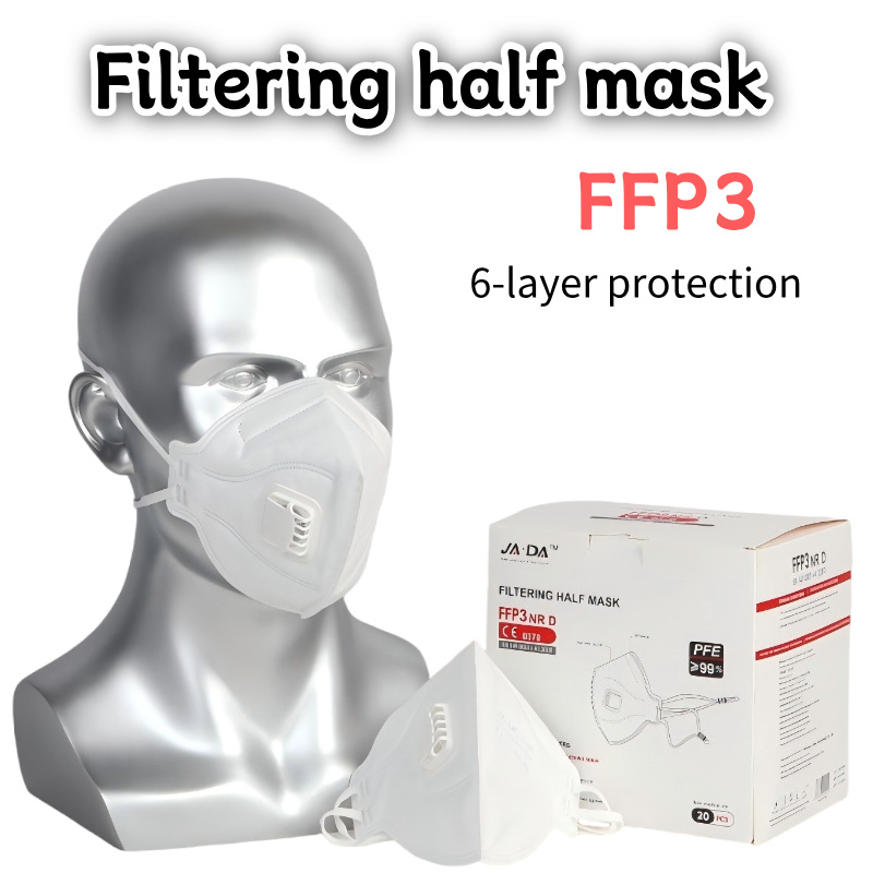 Anti Pollution Mask - 20枚入り/箱 FFP3 NR 折りたたみ式マスク エアバルブ付き 6層構造