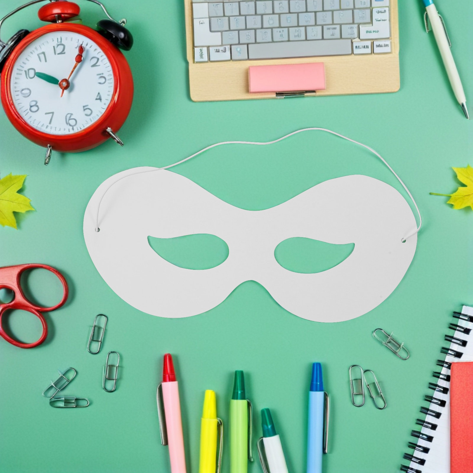 Kids Face Mask - 40枚入り 子供用DIYペイント可能な白い紙マスク 子供パーティー アートアクティビティ ハロウィンコスチューム ハーフフェイスマスカレード