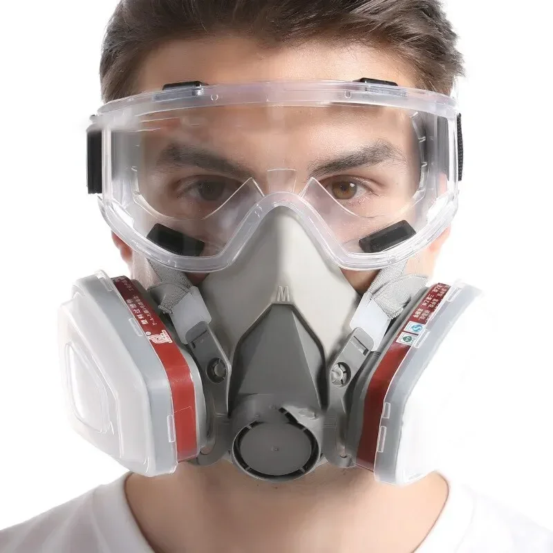 Dust Mask Construction - 綿フィルター付きの再利用可能なハーフフェイスマスク,レスピレーター,安全作業,塗装スプレー,研磨,オリジナル,6200