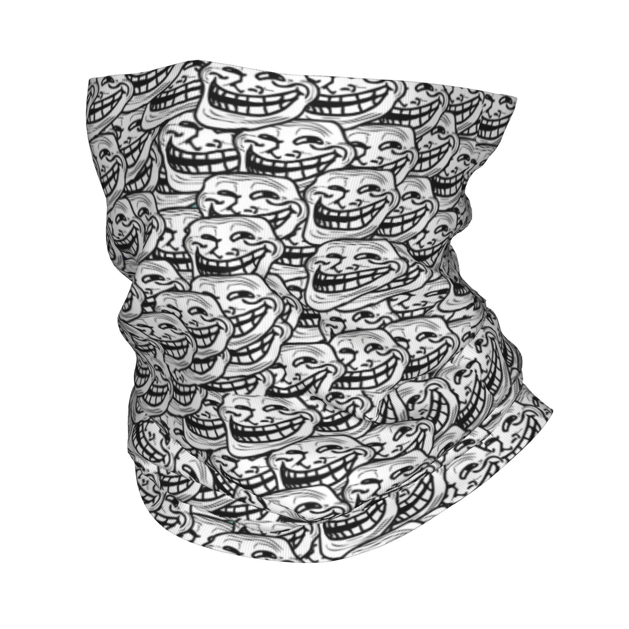 Neck Gaiter Face Cover - 面白いアニメのトロールフェイスクエストビデオミーム バンダナネックゲイター 防風フェイススカーフカバー ゲームコミック ヘッドウェア チューブバラクラバ