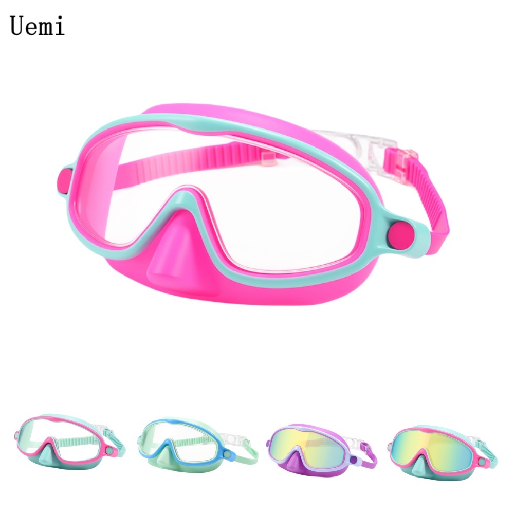 Anti Pollution Mask - 子供用スイムゴーグル ノーズカバー付き UV耐衝撃 広視野 曇り止め 水泳ダイビングマスク