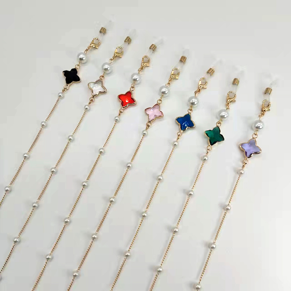 Mask Chain Holder - 女性眼鏡チェーンプラスチックビーズハートカラークリスタルチャーム眼鏡リテイナー老眼鏡ホルダーストラップマスク吊りロープ