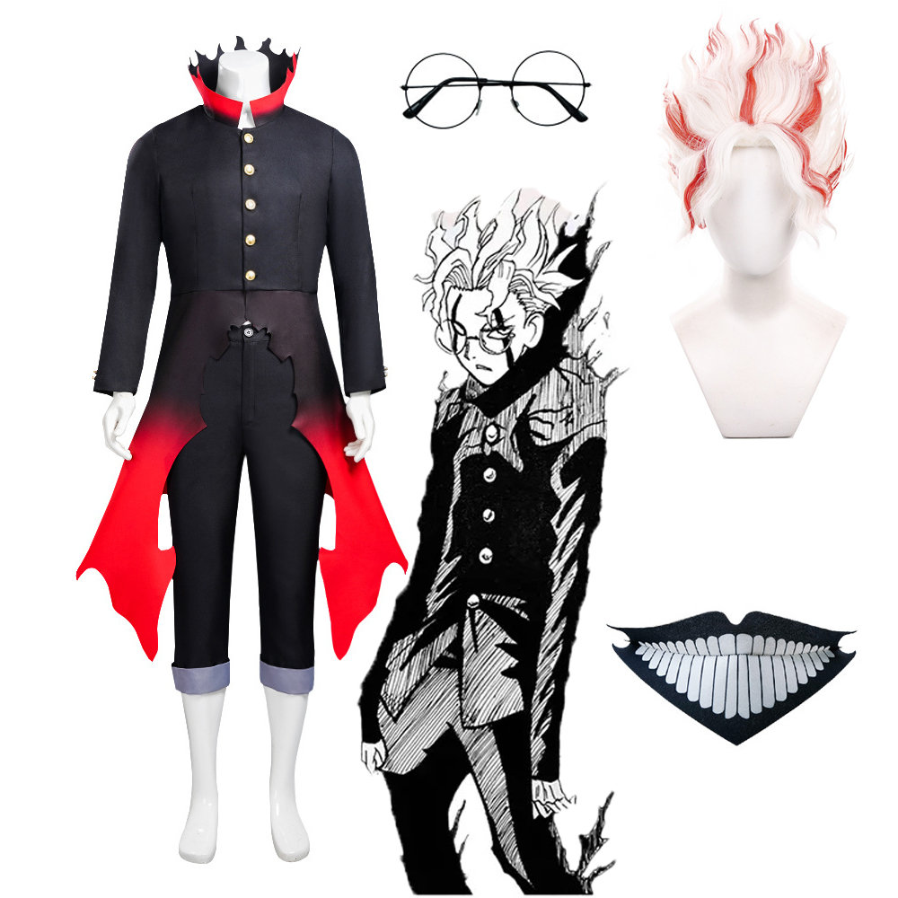 Black Face Mask Pack - アニメダンダダンオカランコスプレ衣装オカランケン高倉コスプレウィッググラデーションレッド服メガネマスク黒衣装男性用