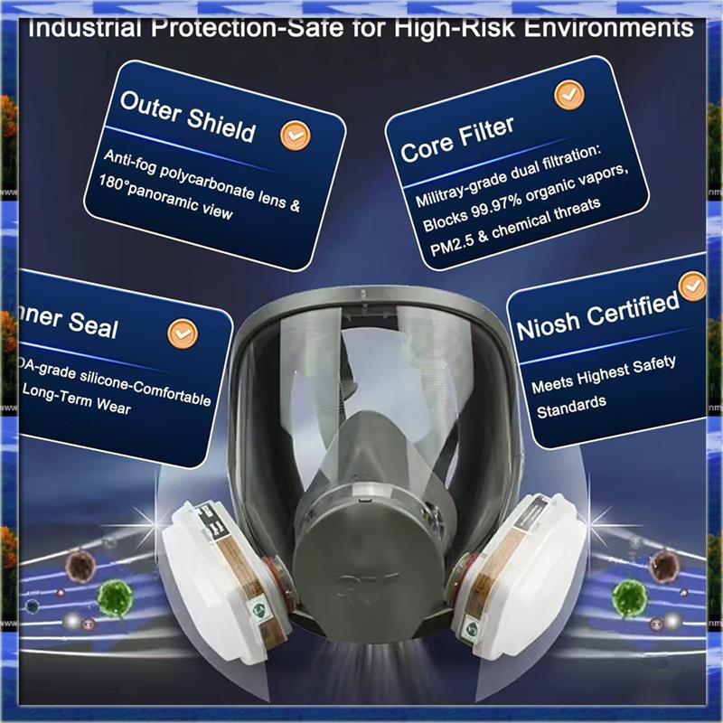 LJL 再利用可能なフルフェイスマスク防塵マスク化学物質の取 - Dust Mask Construction のレビューと価格