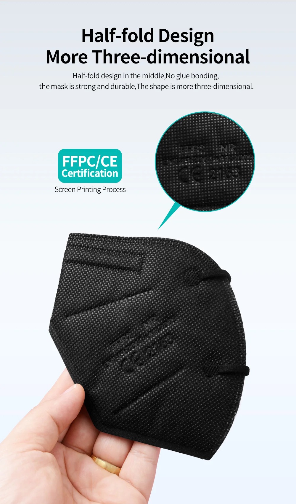 5層FFP2マスク CE認証 KN95 メルトブローンマスク - Black Face Mask Pack のレビューと価格