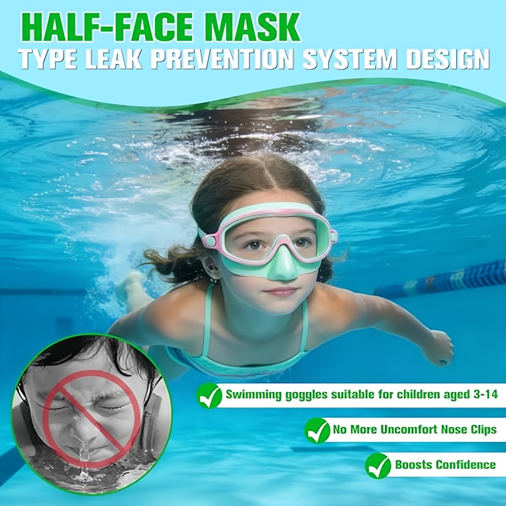 子供用スイミングゴーグル ノーズカバー付き 広視野ダイビング - Anti Pollution Mask のレビューと価格